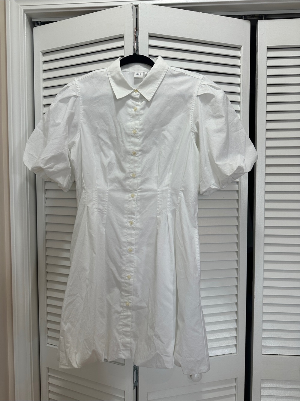 GAP White Puff Sleeve Shirt Dress